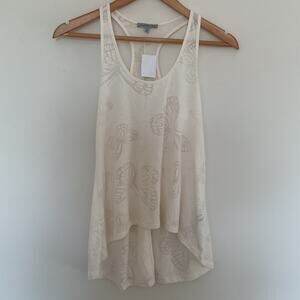 NWT Charlotte Russe Y2K Fairy Butterfly Ivory Tank Top XS Hi-Low Hem Coquette